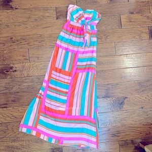 Alice and Trixie Long Bright Maxi Dress w tie detail in front & smock back!
